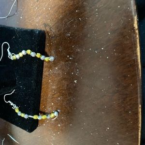 Hand made silver and gold beaded dangle ear rings